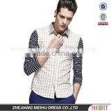 2016 Khaki Color Men Plaid Linen Shirt thumbnail-1