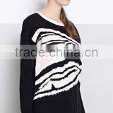 Best Price Two Colour Batwing Sleeve Woolen Sweater Design for Ladies thumbnail-4