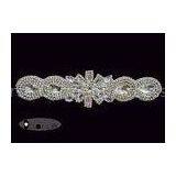 Silver Beaded Rhinestone Bridal Sash Applique For Wedding Dress