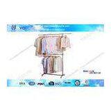 Stainless Steel Metal Heavy Duty Clothing Rack With Wheels , Boutique Clothing Display Racks