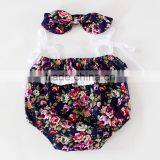 Off Shoulder Baby Girls Romper Kids Rose Flower Outfit Jumpsuit M7061301 thumbnail-6