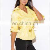 High Quality Lady Yellow Double Breasted Half Sleeve Jacket Nepal Low Price thumbnail-4