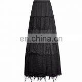 Q-309 Punk Rave Gothic Gypsy Black Long Skirt thumbnail-1