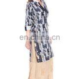 Summer Season Latest Cotton Mandarin Collar 3/4 Sleeve Medium Length Net Design Kurtis Lady Kurti Manufacturer India thumbnail-2