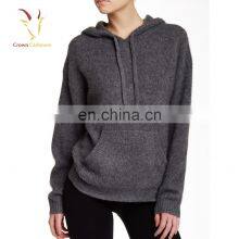Ladies Cashmere Pullover Hoodie Sweaters With Kangaroo Pocket thumbnail-1