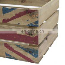 Rustic DIY Wooden Storage Box Country Crate With Union Jack Print 4 thumbnail-3