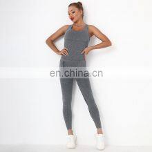Популярные беспроводные спортивные костюмы для занятий фитнесом, йогой, пилатесом для женщин. Однотонный костюм-комбинезон для тренировок thumbnail-4