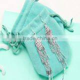 925 Sterling Sliver Diamond Long Tassel Earrings Women Fashion Jewelry thumbnail-3