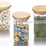 2014 Newest Glass Storage Jars/ Pots/ Cans with Wooden Lid on Promotion Guangzhou Supplies