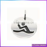 Bright Shiny Sports Stainless Steel Jewelry Two-In-One Laser-Cut Pendant