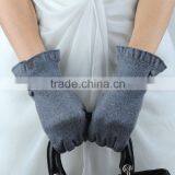 Best Feeling Grey Color Lady Wool Gloves With Wool Lining thumbnail-4