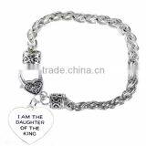 "I Am The Daughter Of The King" Petite Charm Chain Link Bracelet