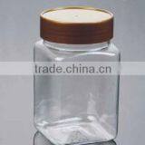 Plastic Square Pet Bottle for Food With Amber Balck Cap