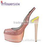 Peeptoe Pink Glitter Slingback Ladies High Heels thumbnail-4