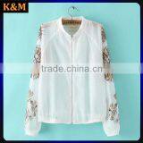 ladies custom print jacket printed chiffon jacket sporty jacket