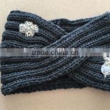 Fashion Acrylic Knitting Women's Braided Wide Headbands With Rhinestones