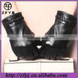 2013 Ladies Leather Decorative Pull Cord Glove