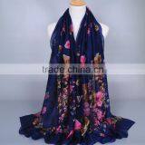 Printe Flower Winter Muslim Viscose Pattern Printe Floral Long Hijab Hijab Scarf Scarves Wrap Headband Shawls thumbnail-4