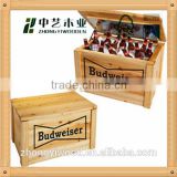 high quality natual color wood wine box with handle and logo