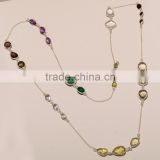 N0003-STERLING SILVER MULTI STONE NECKLACE 23.42