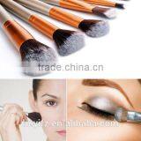 Hot Sell Wood Handle Synthetic Hair 12PCS Travelling Champagne Color Makeup Brush Set thumbnail-4