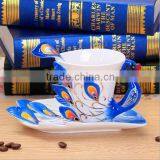 Best Selling Ceramic Peacock Coffee Cup and Saucer Set thumbnail-3
