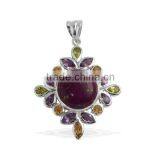 Wholesale Supplier 925 Silver Semi Precious Multi Gemstone Pendant, Big Pendants thumbnail-1