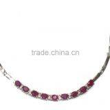 Natural Red Ruby Oval Shape 925 Sterling Silver Bracelet thumbnail-1