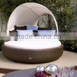 All Weather Patio Living Rattan Round Sun Lounger Furniture thumbnail-1