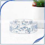 Handmade Wide Pressed Real Baby's Breath Blue Dried Flower Resin Bangle for Women thumbnail-2