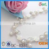 New Style Clear Rhinestone Cream Pearl Silver Tone Chain Costume Embellishment Trims/Accessories thumbnail-3