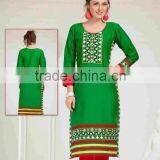 Embroidery Flower Design All Over With hi Neck Border Vogue Designer Kurtis thumbnail-6