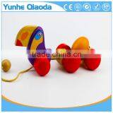Colorful Pull Along Wiggles Crow With One Egg Wooden Toy Wiggles as You Pull They Make a Fun Baby thumbnail-5