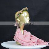 Fashion Blue /Golden Long Neck Female Mannequin Display for Wig/ Hat thumbnail-5