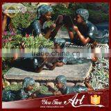 Garden Bronze Children Reading Statue thumbnail-2