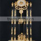 24K Gold Plated Brass Mounted Crystal Clock, Palace Decorated Marble Base Copper Clock thumbnail-1