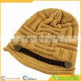 Fashion Khaki Woolen Yarn Warm Women Knitted Beanie Hat thumbnail-2