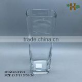 hand made high quality clear square glass vase