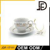 Unique Elliptical Type Ceramic White Tea Cup Set / Fine Bone Porcelain Coffee Cup Saucer Set