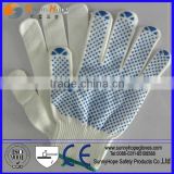 One side PVC dotted Natural knit PVC dotted gloves