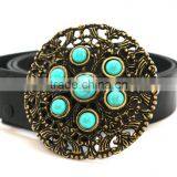 3.5 Inch Round Hot Sale Embellished Buckle for Belts, Zinc Alloy Embellishment Design With Turquoise thumbnail-6