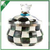 Large Luxury Scented Candle in Enamel Ceramic Vessel With Ceramic Lid thumbnail-1