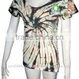 T-Shirt Women Cotton Mix Lycra Tie-dye Frog Black/yellow 2 thumbnail-1