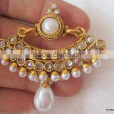 PEARL Dangler Gold Tone RAMLEELA Dangler POLKI EARRINGS thumbnail-2