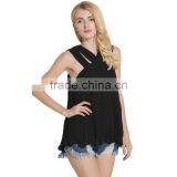 Maxnegio New Fashion Black Strap Sleeveless Chiffon Blouse Ladies Tops Latest Design thumbnail-6