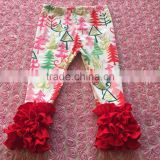 Baby Girl Hot Sell Fashion Pants The Tree Fabric Icing Ruffle Leggings Baby Christmas Pants