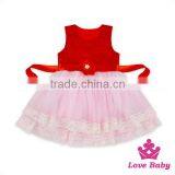 52SQG056 Lovebaby Baby Girls Party Wear TUTU Dress Sleeveless 3 Layers Yarn With Flowers Kids Frock thumbnail-5