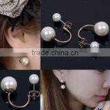 Elegant Lady Pearl Bead Gold Plated Ear Piercing Pin Earrings thumbnail-4
