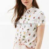 2017 High Quality Ladies Animal Print Cropped t Shirts With Back Knot thumbnail-3