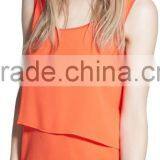 Girls Orange and Black Solid Color Chiffon Sleeveless Short Dress Wholesale thumbnail-1